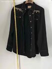 Scully Womens Black Long Sleeve Collared Pearl Snap Button-Up Shirt Size XL