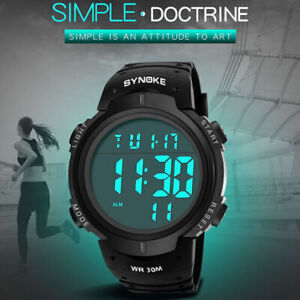 SYNOKE Men's Luxury Sports Watches Diving Digital Electronic LED Wristwatch
