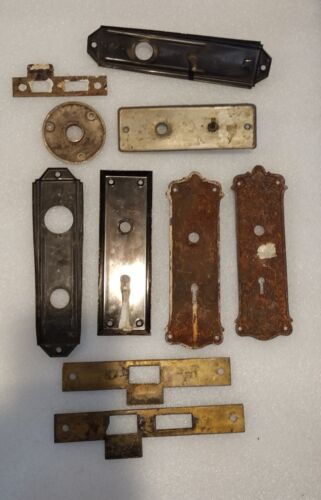 Lot Of Antique Vintage Pressed Door Knob Back Plates Rustic Salvage