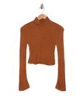 Abound Women's Cropped Mock Neck Sweater in Rust Pumpkin XLarge
