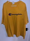 Champion Yellow Spellout Logo Classic Casual Embroidered T-Shirt Size 3X-Large