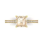 1.66ct Asscher Natural Morganite 18k Yellow Gold Statement Wedding Bridal Ring