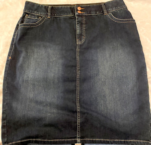 LANE BRYANT Women's Denim Skirt Plus Size 16 Stretch Dark Wash Blue Denim