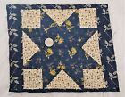 New ListingAntique Early Blue Calico Cotton Star Quilt Piece Hand Quilted