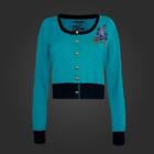 Otto & Victoria Otto Octopus Teal 100% Cotton Cropped Cardigan L MSRP $49.99