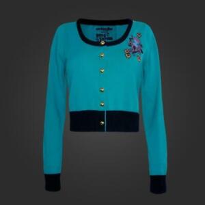 Otto & Victoria Otto Octopus Teal 100% Cotton Cropped Cardigan L MSRP $49.99