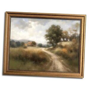 Framed Vintage Wall Art Classical Oil Painting Country 8''x10'' Rural Trail