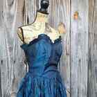 Vtg Strapless Ball Gown XS Blue Iridescent Formal HOCO Prom Vintage Sweetheart