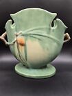 Roseville Pine Cone Green  Vintage Art Pottery Ceramic Pillow Vase 848-8