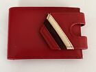 Vintage Kuang Huei Red Faux Leather Bifold Wallet Racing Stripe Coin Pocket 60’s