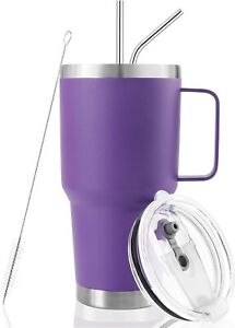 Dynamic Se Double Wall Tumbler With Handle, Purple, 30 Oz