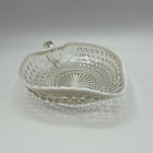 Vintage Anchor Hocking Moonstone Opalescent Hobnail Heart Dish With Handle