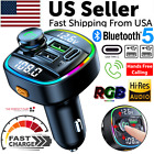 Bluetooth 5.0 Car Wireless FM Transmitter Adapter USB PD Charger AUX Hands-Free