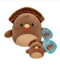 NEW! Squishmallow Terry the Turkey Thanksgiving Set of Two: 8” & 3”Clip Plush