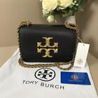 Tory Burch Eleanor Black Leather Convertible Shoulder Bag with Tag Outlet New