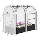 New ListingNEDYO 6x3x5ft Galvanized Raised Garden Bed with Cover, Greenhouse w/ Metal Pl...