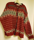 Vintage LL Bean Nordic Fair Isle Wool Blend Cardigan Sweater Sz XL USA