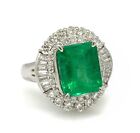 GIA 3.07 cts Colombian Emerald & Diamond Ballerina Ring in Platinum - HM2253AE