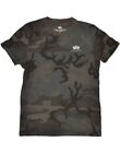 ALPHA INDUSTRIES Mens T-Shirt Top Small Grey Camouflage Cotton RM10