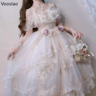 Victorian Retro LolitaDress Japanese Sweet Lace Floral Embroidery Princess Dress