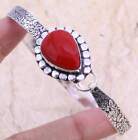 Red Coral Art Piece 925 Silver Plated Handmade Bangle/Bracelet Free Size Ethnic