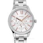 FOSSIL Rye Womens Multifunction Watch White Rose Gold Dial, Stainless Steel Band