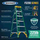 Werner 6 Ft. Fiberglass Step Ladder (10' Reach) 225 Lb. Load Cap Type II Rating