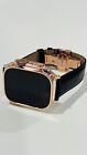 New Listing24k ROSE Gold Plated Apple Watch ULTRA 2 49mm Black Leather Band CUSTOM Lux Box