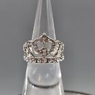 Crystal Princess Crown Ring Silver Tone Size 5 Queen Royalty NWOT