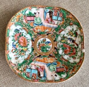 19th C Antique Chinese Porcelain Famille Rose Medallion Trinket Plate Dish 4-3/4