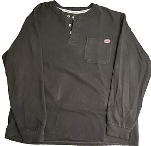 Wrangler Shirt Mens XL Workwear Henley Long Sleeve Thermal Tee Pocket Black