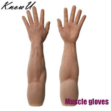 Silicone Muscle Gloves Male Hand Strong Arm Covers Artificial Sleeves Cosplay