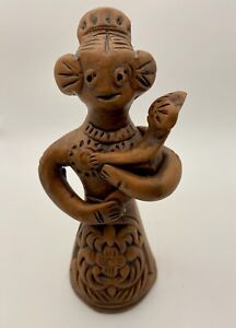 Terracotta Tepa Putul Standing Mother with Child Figure/Doll, Bangladeshi