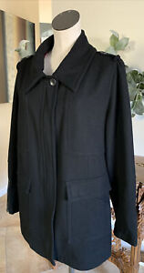 DKNY women large black wool blend zip front Jacket coat