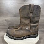 Justin Wyoming Work Boots WK4960 Brown Leather Waterproof Mens Size 12 EE Wide