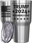 - Trump 2024 - Keep America Great - Republican Tumbler - American Flag Coffee Tr