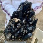 New Listing50.6LB Natural Beautiful Black Quartz Crystal Cluster Mineral Specimen.