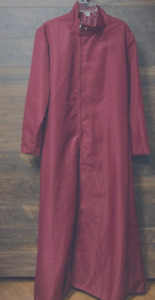 Cosplay Robe Mens Medieval Monk  Costume Burgundy Priest Full Zip Coat Halloween
