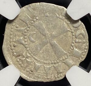 Bohemond IV 1202-1232 AD CRUSADERS, Antioch, Silver Knights Templar Coin, NGC VF