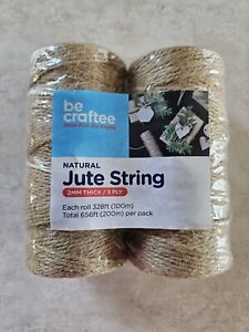 Jute Twine Natural String 2 Rolls Total 656 Ft NEW Unopened 2MM Thick 3 PLY