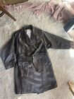 VTG Deerskin Leather Trench Coat Mid Western Sports Togs Sz 34 Brown