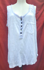 FREE PEOPLE medium sleeveless white 100% LINEN  PULLOVER blouse TOP shirt