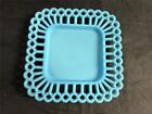 Westmoreland Blue Milk Glass Square Lace Edge Plate