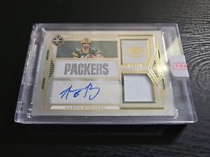 Aaron Rodgers 2022 Limited Team Trademarks Auto Gold /10 - Packers Jets