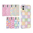 CASE FOR IPHONE 15 14 13 12 11 SE HARD PHONE COVER FLORAL GINGHAM PASTEL FLOWERS