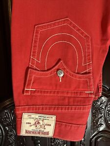 True Religion Straight jeans Red With White stitching Men's Size 40