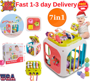 7 in 1 Baby Toys 6 to 12 Months Activity Cube Montessori Toys for 1 2 Year Old 