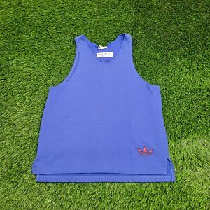Vintage ADIDAS Trefoil Terry Tank-Top M-Short 20x27 Blue Embroidered Logo USA