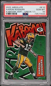2022 Absolute Aaron Rodgers GREEN KABOOM 1/1 PSA 10 Packers Jets TRUE CASE HIT