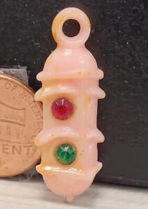 Vintage plastic Pink TRAFFIC LIGHT gumball charm prize jewelry